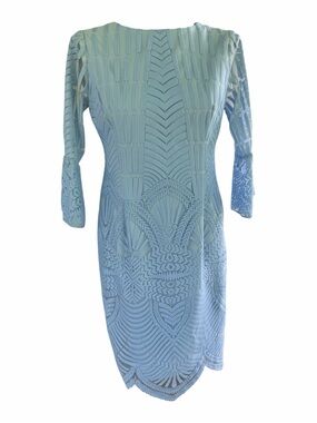 Antonio Melani Light Blue  Fully Lined Midi Special Occasion Cocktail Dress Sz 4